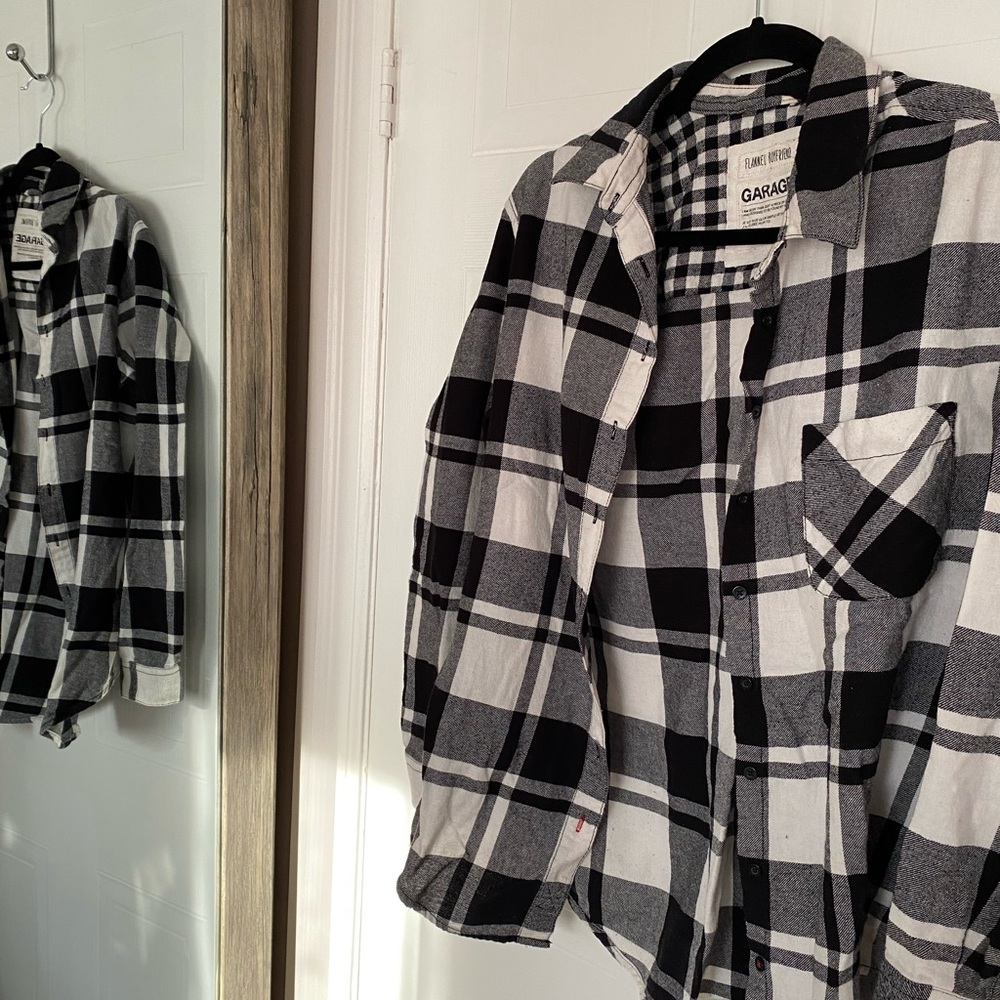 Black and white garage boyfriend flannel
